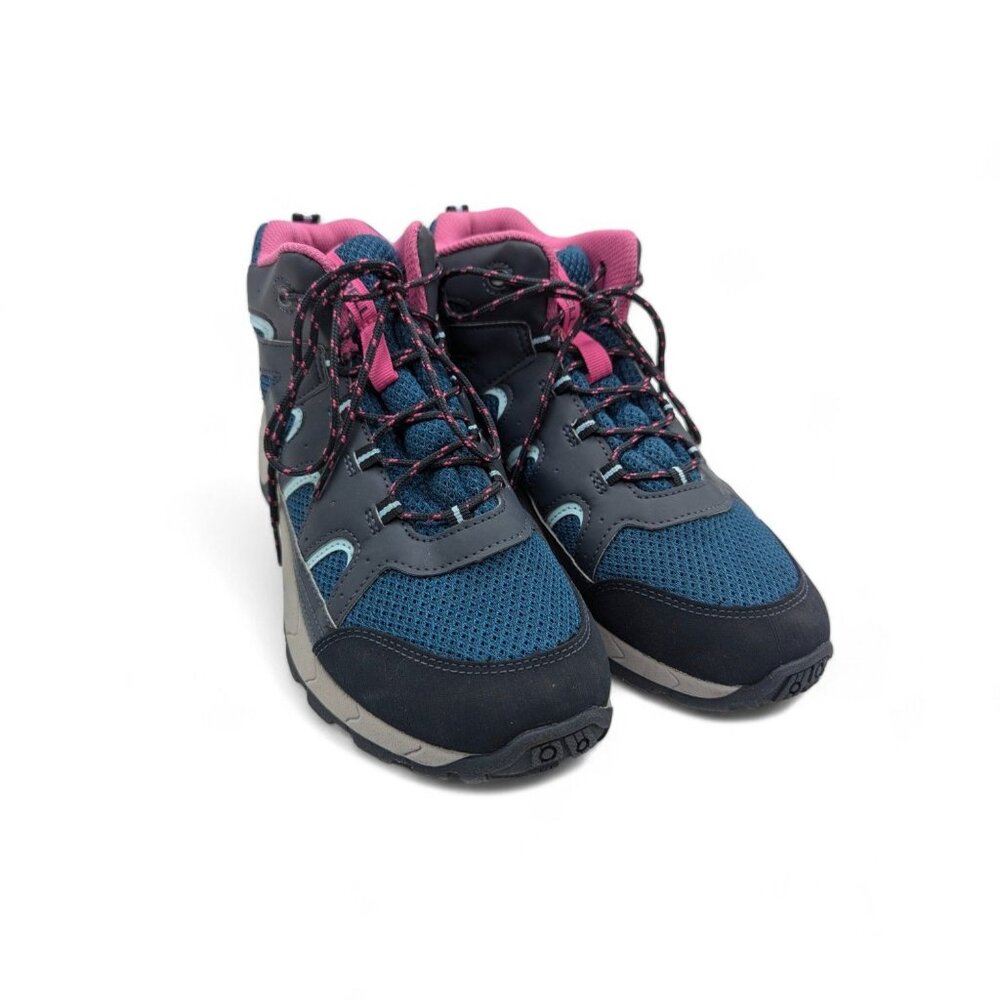 Merrell Womens Oakcreek Mid Lace Hiking Shoes Boots Size 7M Blue/Pink Textile Up - Picture 2 of 9